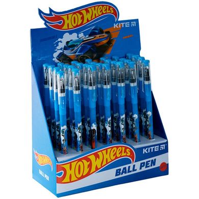 Ручка шариковая с резиновым грипом Hot Wheels HW,24-032 KITE, синяя (HW,24-032) фото
