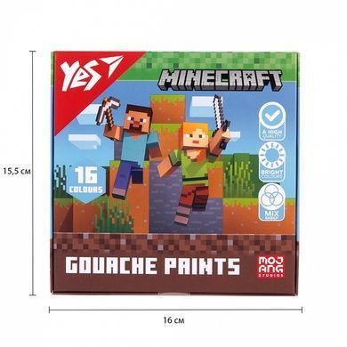 Краски гуашевые Yes Minecraft 16 цветов по 20 мл 230408 (2304081) фото