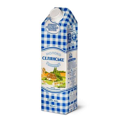 Молоко 2,5 % Селянське 950гр (370402) фото