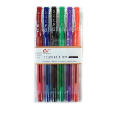 Набір ручок кулькових 6 кольорів TY501P-6, Tianjiao (032125) фото