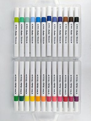 Набор скетч маркеров 24 цвета трехгранные двусторонние, PM515-24 Aihao (PM515-24) фото