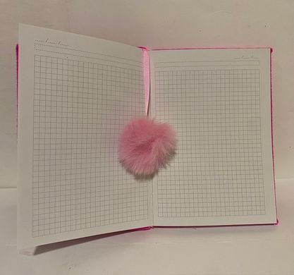 Блокнот пухнастий з хутряною кулькою Єдиноріг , клітинка М073 ніжно-рожевий (М073н-рожев) фото