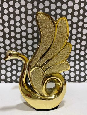 Фигура золотого лебедя с матовой присыпкой D-3922 (237021) фото