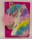 Блокнот пушистый с меховым шариком закладкой Единорог, клетка М073 розовый (М073рожев) фото 1