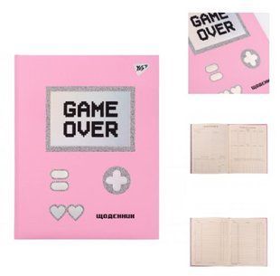 Щоденник шкільний твердий Trend. Game over софт-тач, сріблястий глітер галографічна фоль YES 911448 (911448) фото