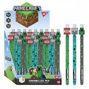 Ручка гелева YES пиши-стирай Minecraft 0,5 мм, синя 420378 (420378) фото