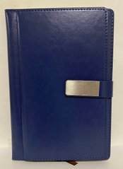 Ежедневник недатированный А5 кожзам на магните с визитницей синий 19901 (0115205) фото