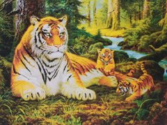 Картина по номерам 30х40 см EKTL0068 Тигри в лісі (0068) фото