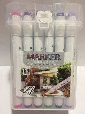 Набор скетч маркеров 24 цв. трехгранных в пластиковом чемодане, 0228-24 (0228-24) фото