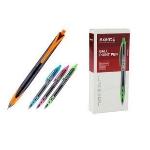 Ручка шариковая автоматическая с гриппом Bicolor AB1089-02-A, цветной прозрачный корпус, синяя (AB1089-02-A) фото