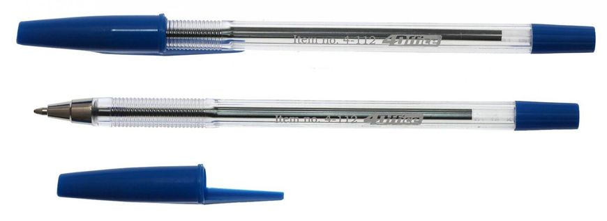 Ручка шариковая 4-112, прозрачная синяя 4Office /50/ (4-112) фото