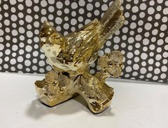 Пташка керамічна золота з матовою присипкою Н-19 см D-527-36 (237022) фото