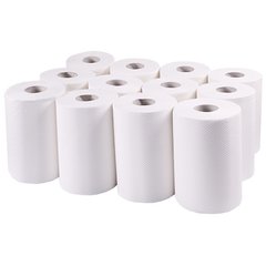 Полотенца бумажные целлюлозные d = 13см, 2-х слойные, 68м, белые Тиша 143000 (143000) фото