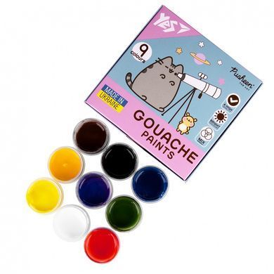 Фарби гуашеві Yes Pusheen 9 кольорів по 20 мл +Подарунок фарба акварельна Pusheen 8кольорів (230401) фото