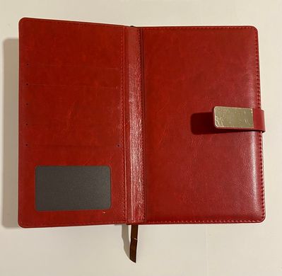 Ежедневник недатированный А5 кожзам на магните с визитницей красный 19901 (01152052) фото