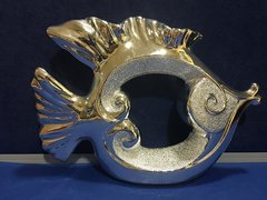 Фигура серебряной рыбы с матовой присыпкой D342-2 (237023) фото