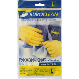 Перчатки резиновые размер L желтые, BUROCLEAN (10200302) фото