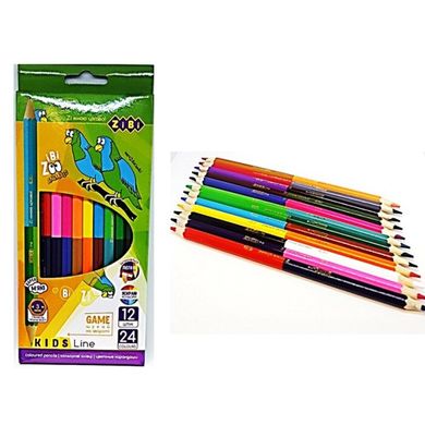 Кольорові олівці Double, 12 шт. (24 кольорів) ZB.2463, KIDS LINE (2463 ZB) фото