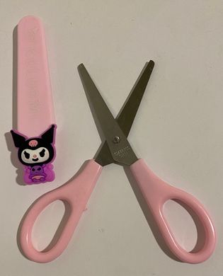Ножицы детские в пластиковом чехле 14 см "Зайчик Kuromi" 9105К розовые (9105рожев) фото