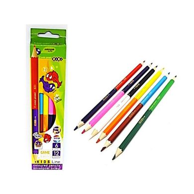 Кольорові олівці Double, 6 шт. (12 кольорів) ZB.2462, KIDS LINE (2462 ZB) фото