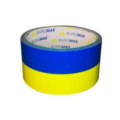 Стрічка клейка пакувальна 48мм*35ярд, синьо-жовта (7007-85) фото