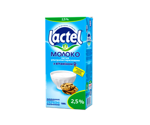 Молоко Lactel 2,5% 1000гр/12/ (370405) фото