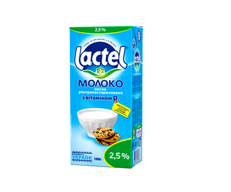 Молоко Lactel 2,5% 1000гр/12/ (370405) фото