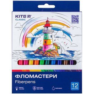 Фломастеры на водной основе 12 цветов К-447 KITE (1317103) фото