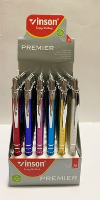 Ручка масл автомат металевий корпус Vinson Premier 0.7 мм ,блакитний корпус (7631блакт) фото