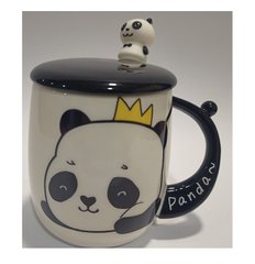 Чашка керамическая Панда, 420мл + металлическая ложка, крышка, 2013 (131017) фото