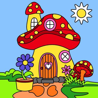 Картина по номерам SANTI "Солнечный домик", 25*25 с неоновыми красками 954597 (954597) фото